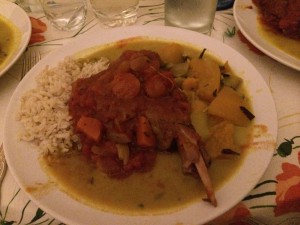 Rabbit stew and pumpkin curry. 