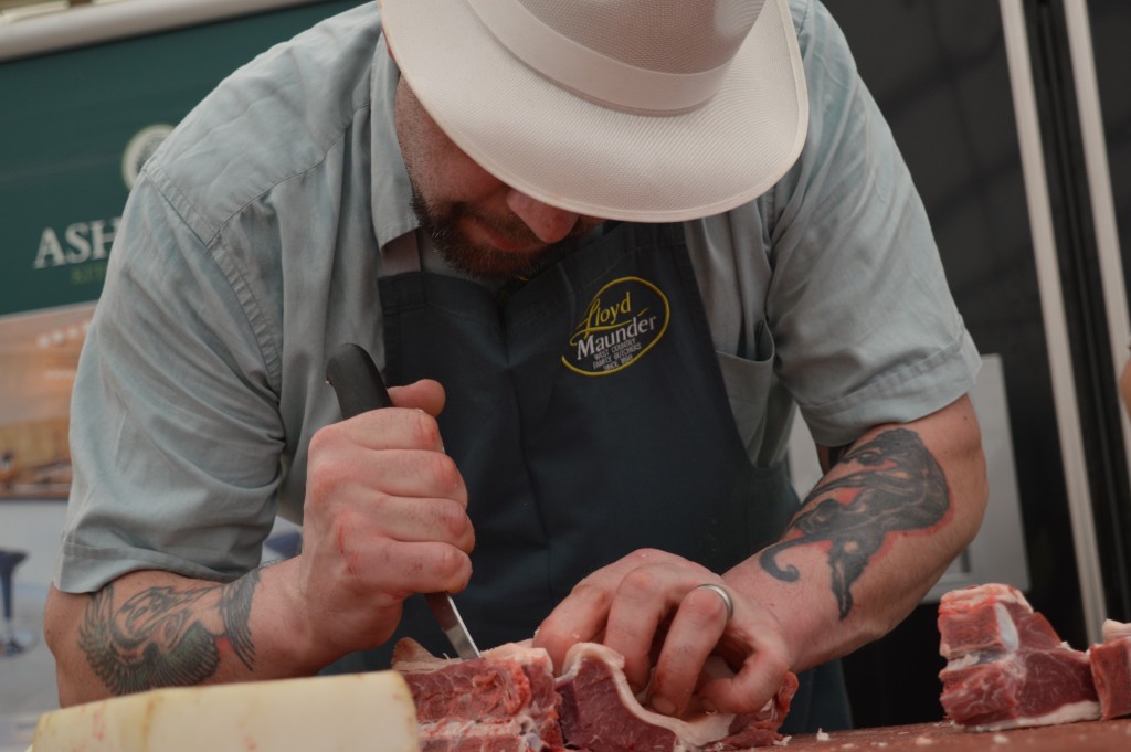 Julian butchers a lamb at Devon County Show.