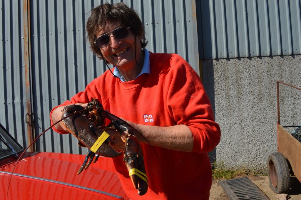 Jack Dale with a fine lobster and a 1968 Triumph called 'Mother'