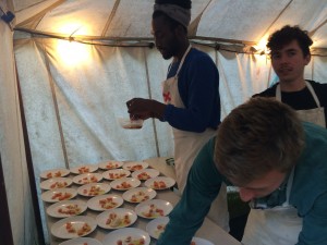 DeVonn, Asher and Charlie preparing pudding.