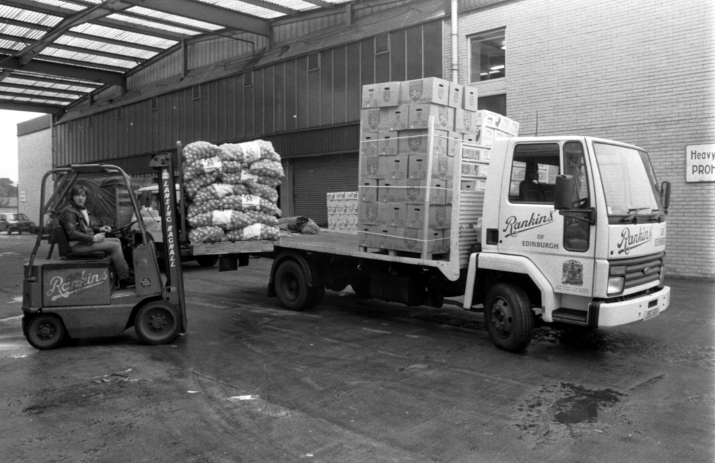 Vegetables being loaded at Gorgie Fruit Market by a Rankins employee © The Scotsman Publications Ltd